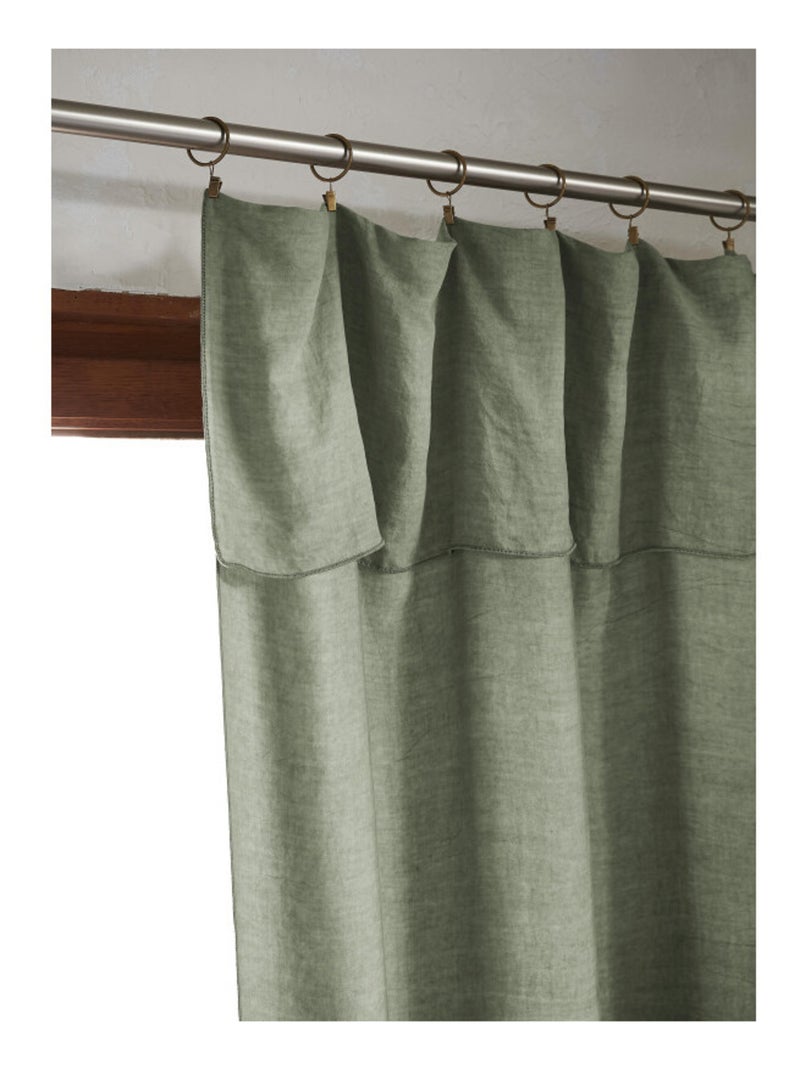 Rideau - L'effet papillon - 100% Lyocell (Tencel lavé ) Vert chèvrefeuille - Kiabi