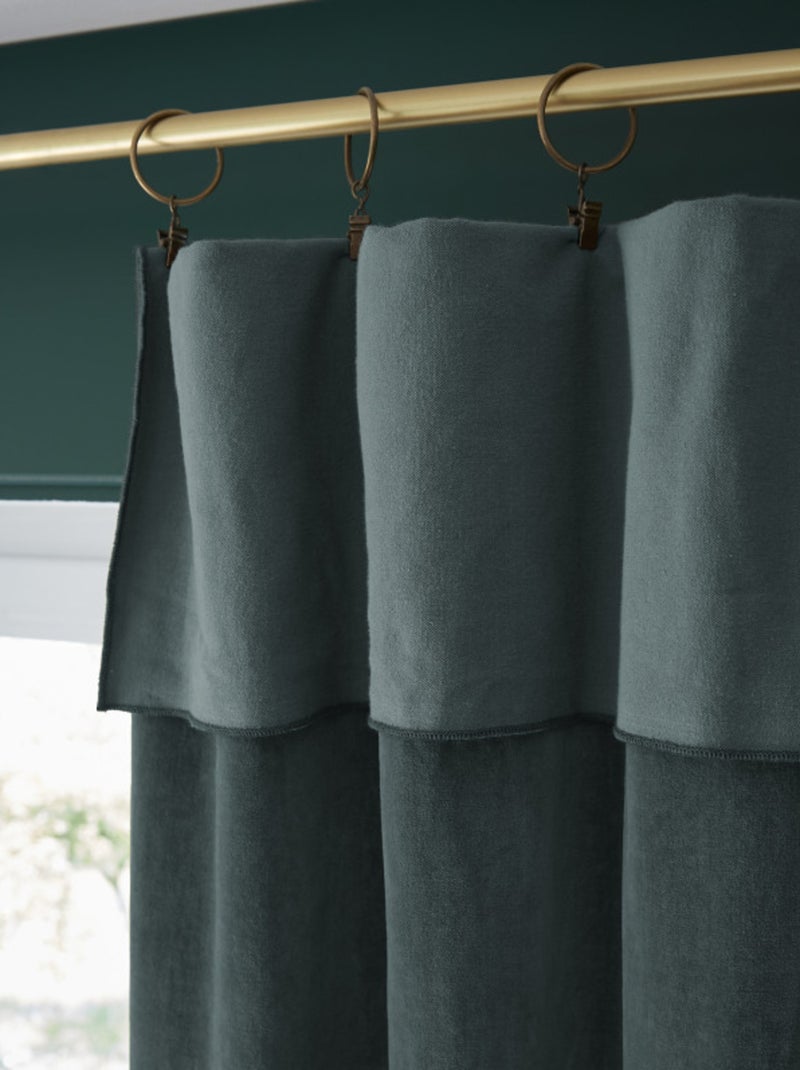 Rideau - L'effet papillon - 100% Velours de coton Bleu ardoise - Kiabi