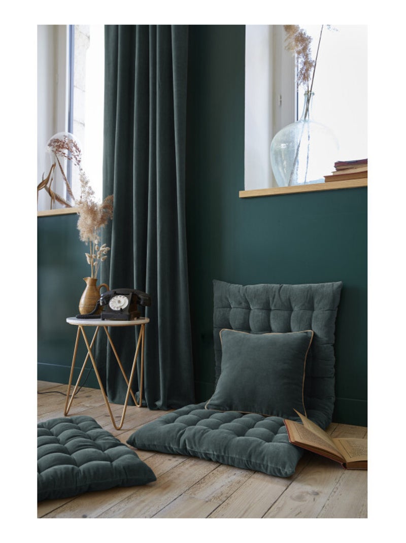 Rideau - L'effet papillon - 100% Velours de coton Bleu ardoise - Kiabi
