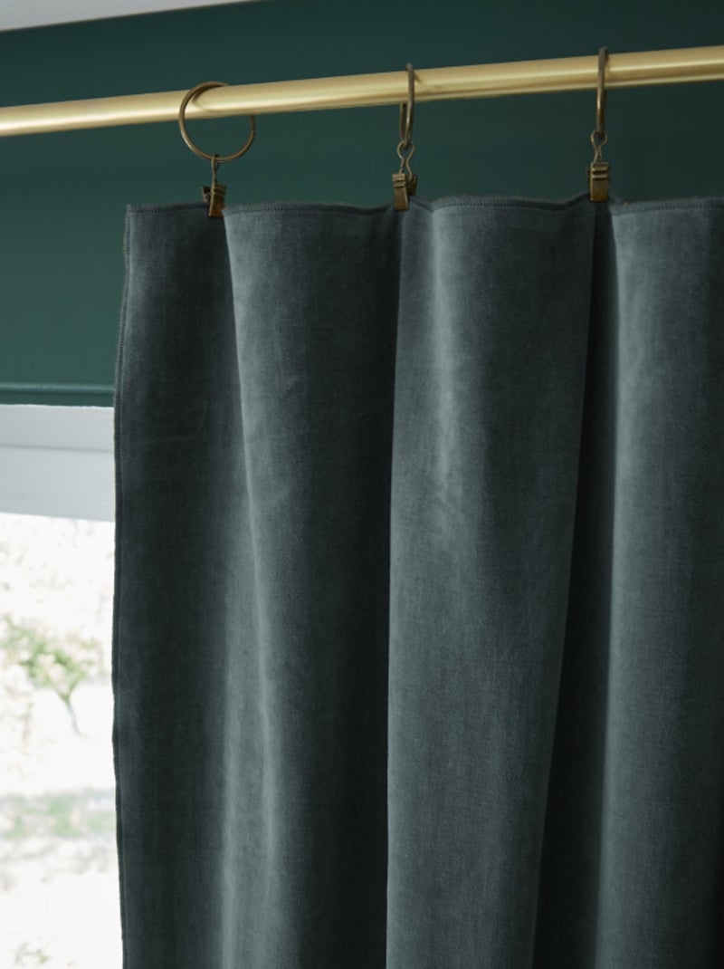 Rideau - L'effet papillon - 100% Velours de coton Bleu ardoise - Kiabi