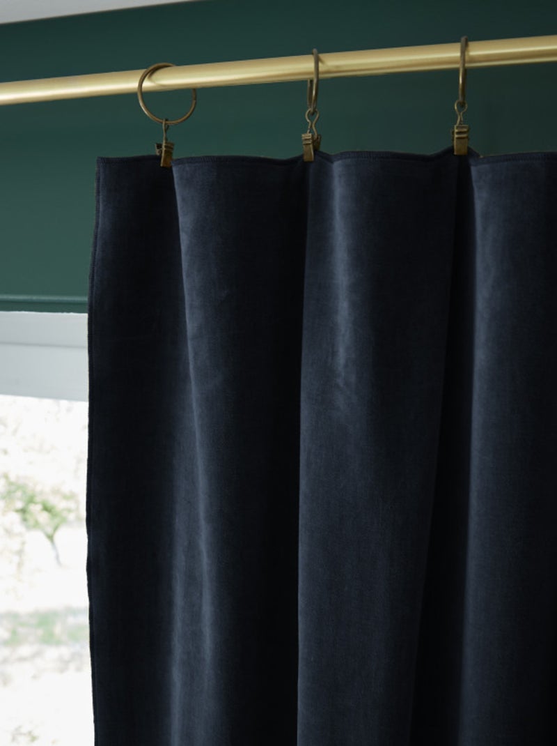 Rideau - L'effet papillon - 100% Velours de coton Bleu nuit - Kiabi