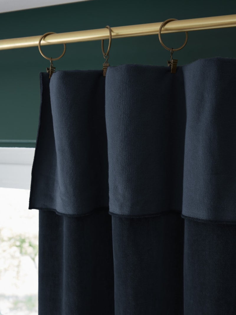 Rideau - L'effet papillon - 100% Velours de coton Bleu nuit - Kiabi