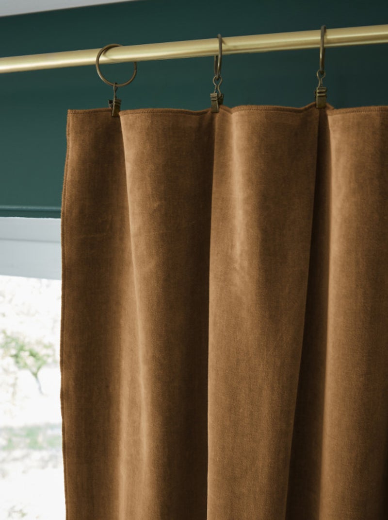 Rideau - L'effet papillon - 100% Velours de coton Camel - Kiabi