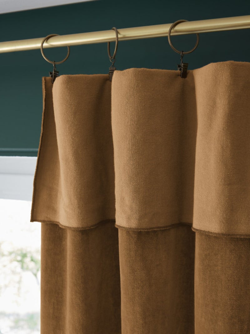 Rideau - L'effet papillon - 100% Velours de coton Camel - Kiabi