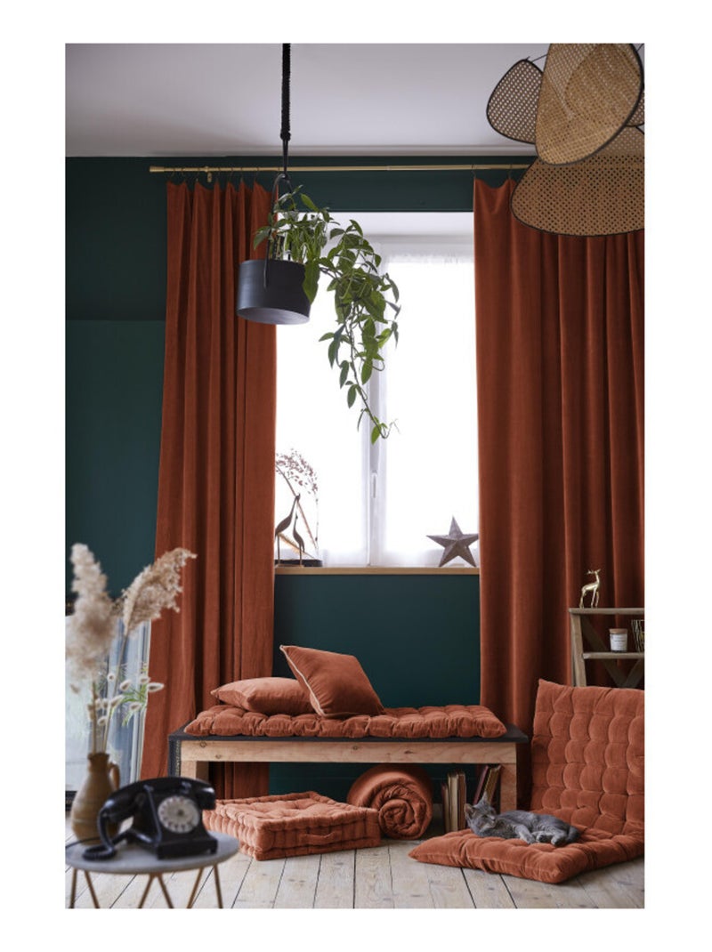 Rideau - L'effet papillon - 100% Velours de coton Terracotta - Kiabi