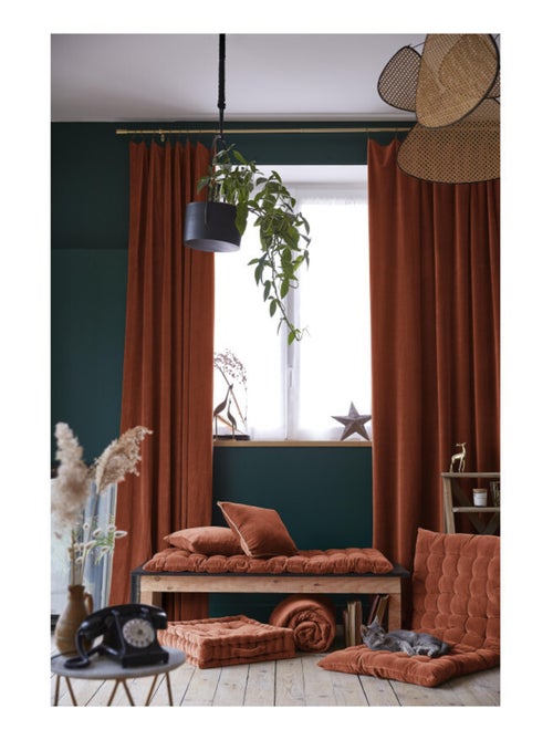 Rideau - L'effet papillon - 100% Velours de coton - Kiabi Rideau - L'effet papillon - 100% Velours de coton - Kiabi