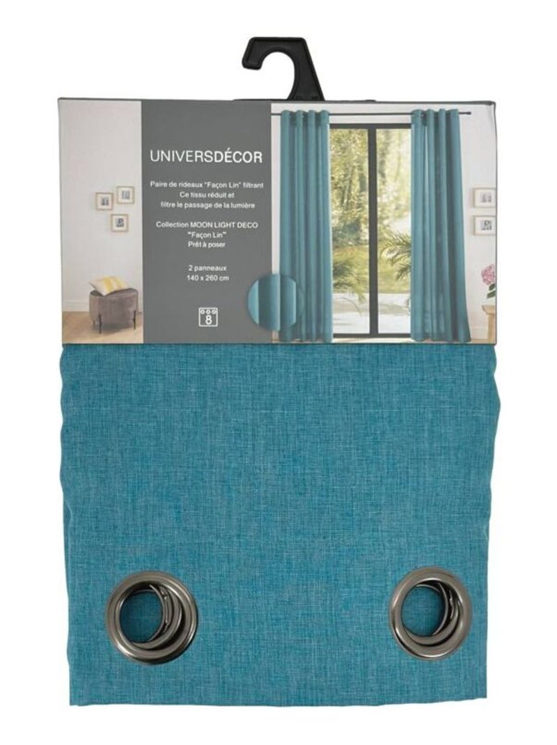 Rideau - Univers Décor - 100% Polyester Bleu paon - Kiabi