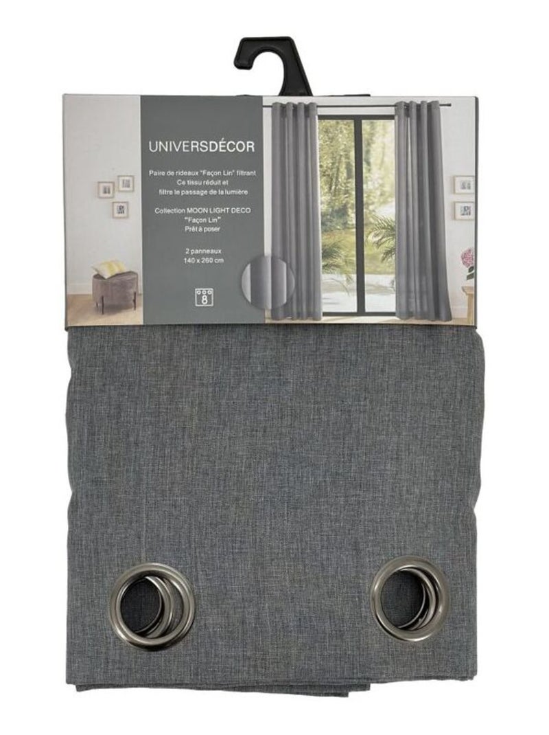 Rideau - Univers Décor - 100% Polyester Gris - Kiabi