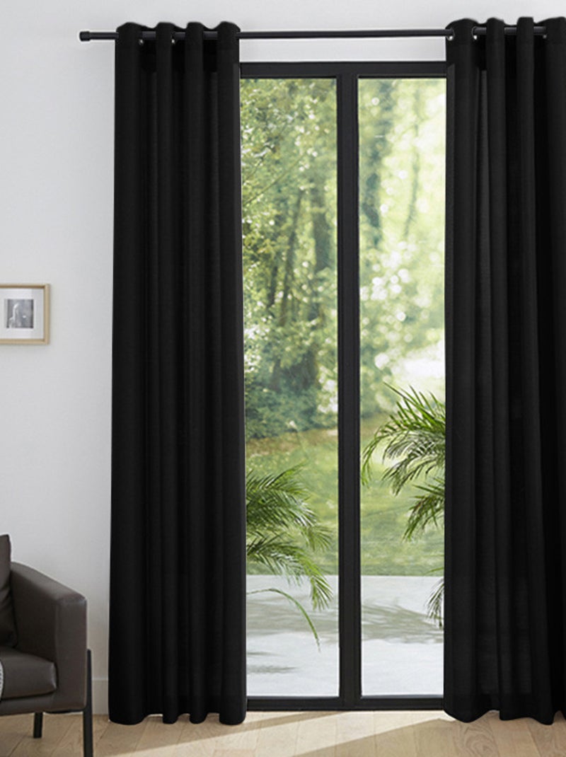 Rideau - Univers Décor - 100% Polyester Noir - Kiabi