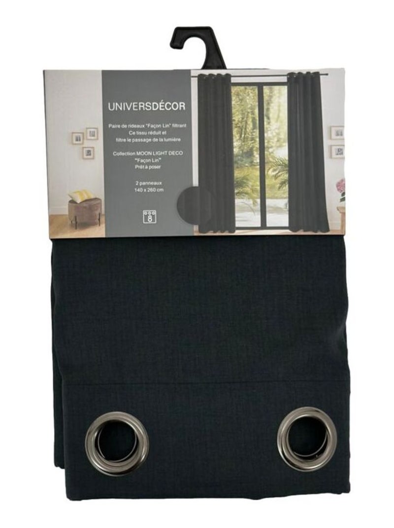 Rideau - Univers Décor - 100% Polyester Noir - Kiabi