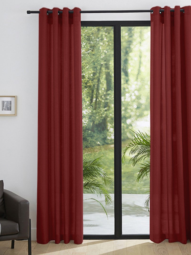 Rideau - Univers Décor - 100% Polyester Rouge - Kiabi