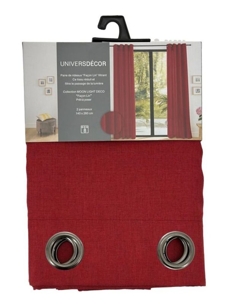 Rideau - Univers Décor - 100% Polyester Rouge - Kiabi
