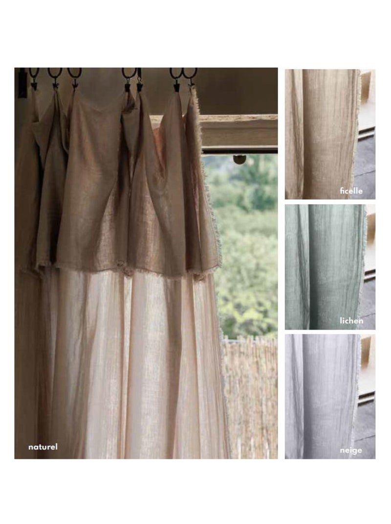 Rideau - Vent du Sud - 100% Mousseline de coton Beige coquille - Kiabi