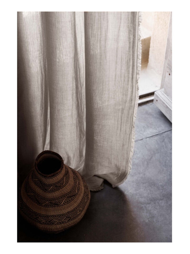 Rideau - Vent du Sud - 100% Mousseline de coton Beige coquille - Kiabi