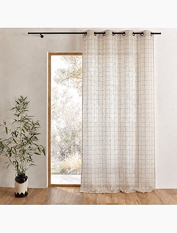 Rideau 100% coton à carreaux beige lourmarin