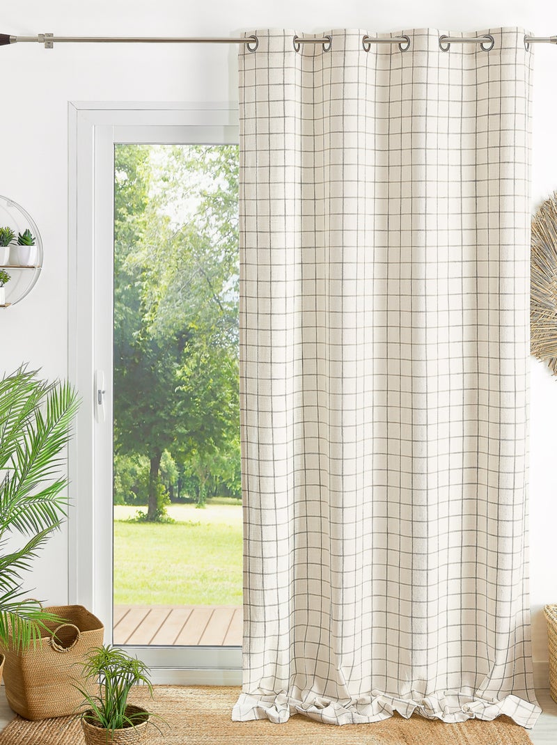 Rideau 100% coton à carreaux beige LOURMARIN Beige - Kiabi