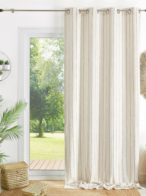 Rideau 100% coton à rayures beige LOURMARIN - Kiabi
