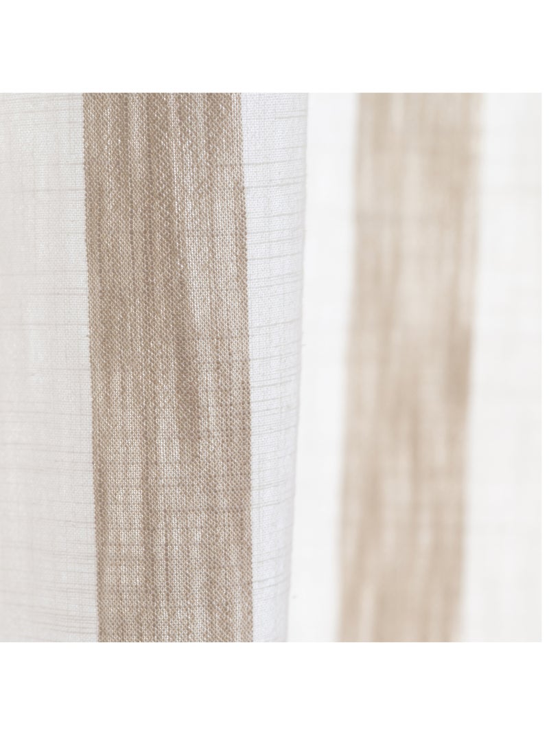 Rideau 100% coton larges rayures LOURMARIN Beige - Kiabi