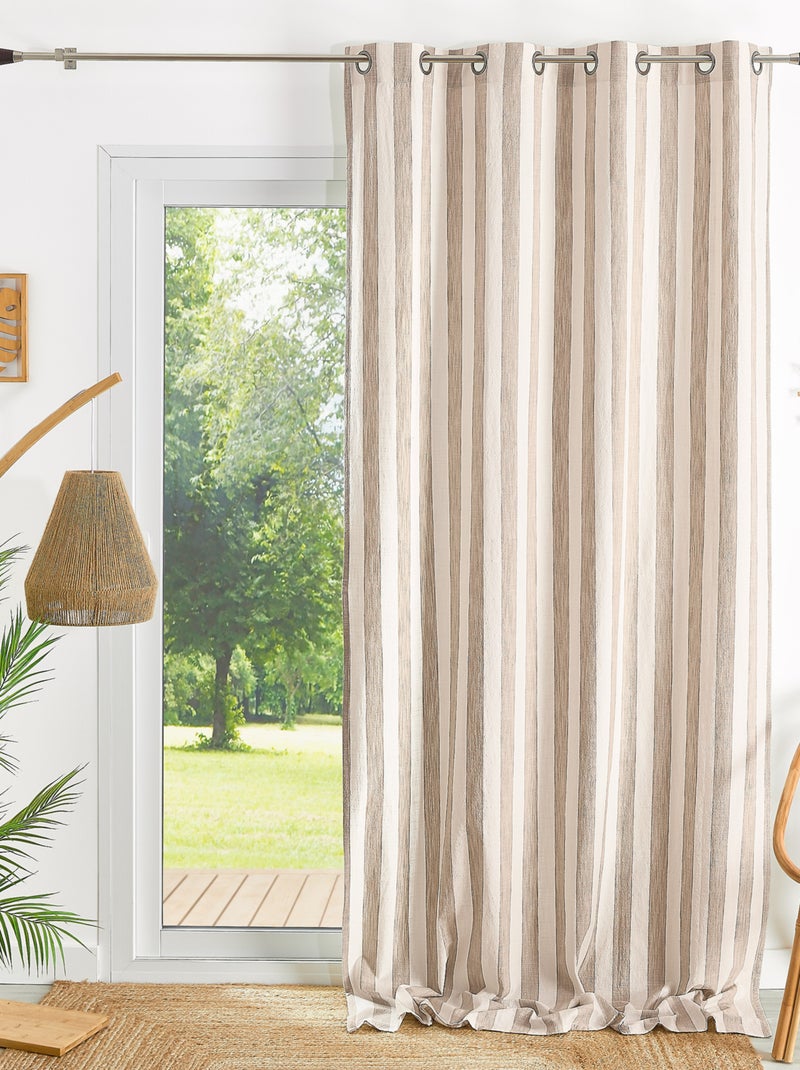 Rideau 100% coton larges rayures LOURMARIN Beige - Kiabi
