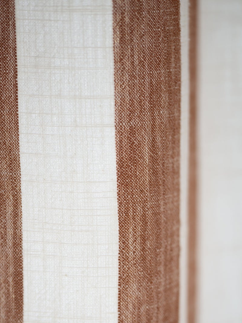 Rideau 100% coton larges rayures LOURMARIN Terracotta - Kiabi