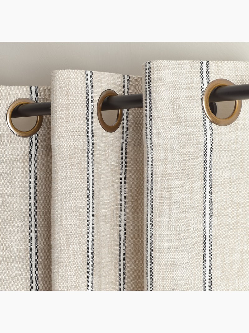 Rideau 100% coton rayures rustiques  LOURMARIN Beige - Kiabi
