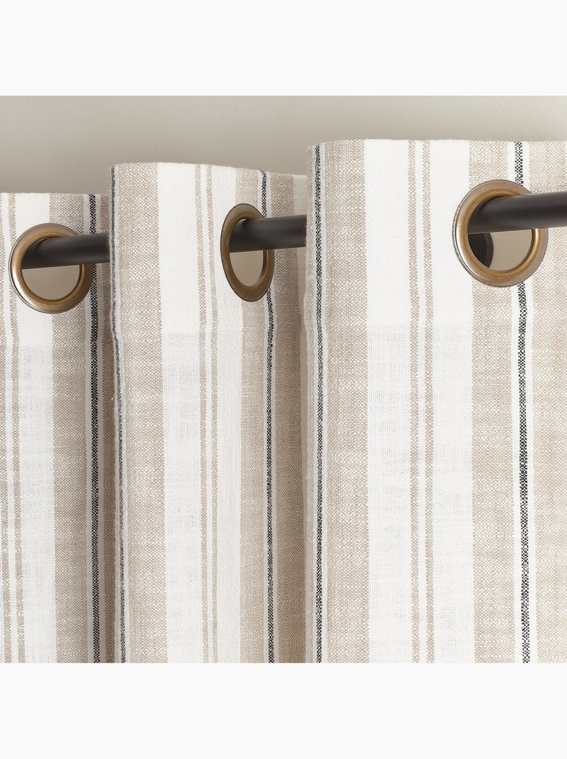 Rideau 100% coton rayures tapissier LOURMARIN Beige - Kiabi