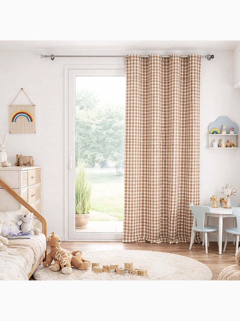 Rideau 100% coton vichy lourmarin Terracotta - Kiabi