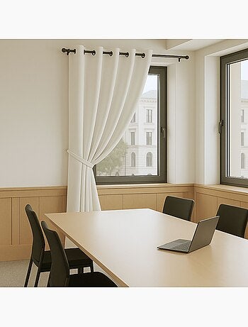 Rideau 100% Occultant Ignifugé M1 Non Feu Ecru