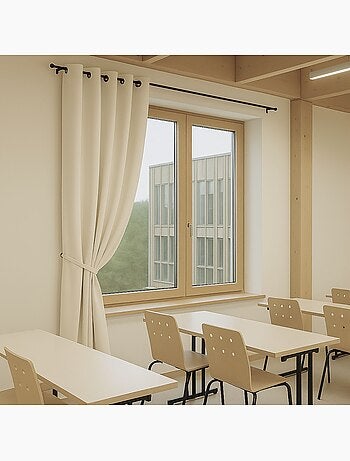 Rideau 100% Occultant Ignifugé M1 Non Feu Ecru