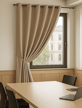 Rideau 100% Occultant Ignifugé M1 Non Feu Ecru