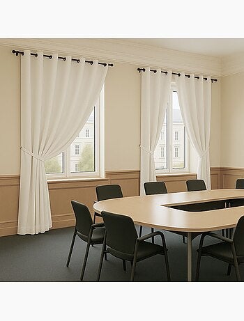 Rideau 100% Occultant Ignifugé M1 Non Feu Ecru