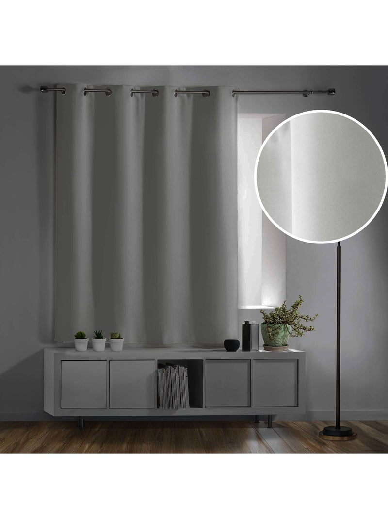 Rideau 100% occultant petite hauteur Gris perle - Kiabi