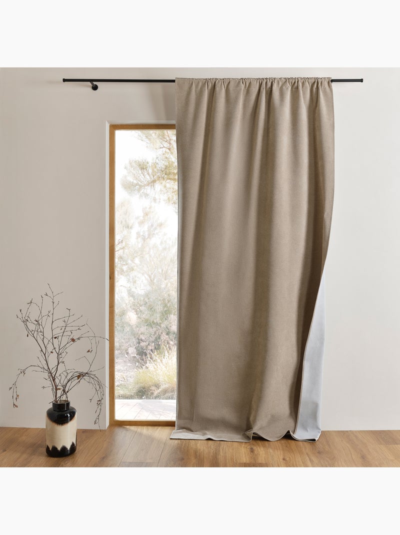 Rideau 100% occultant thermique accroche 3-en-1 luz Beige - Kiabi
