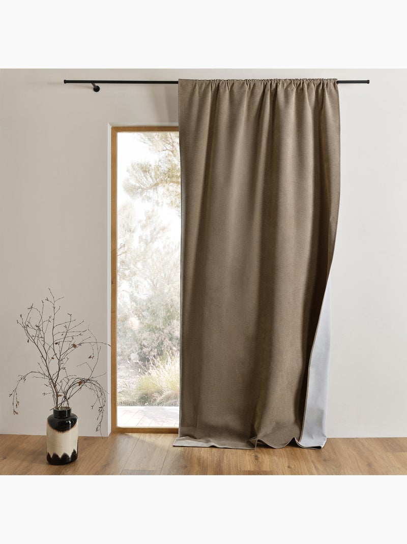 Rideau 100% occultant thermique accroche 3-en-1 luz Taupe - Kiabi