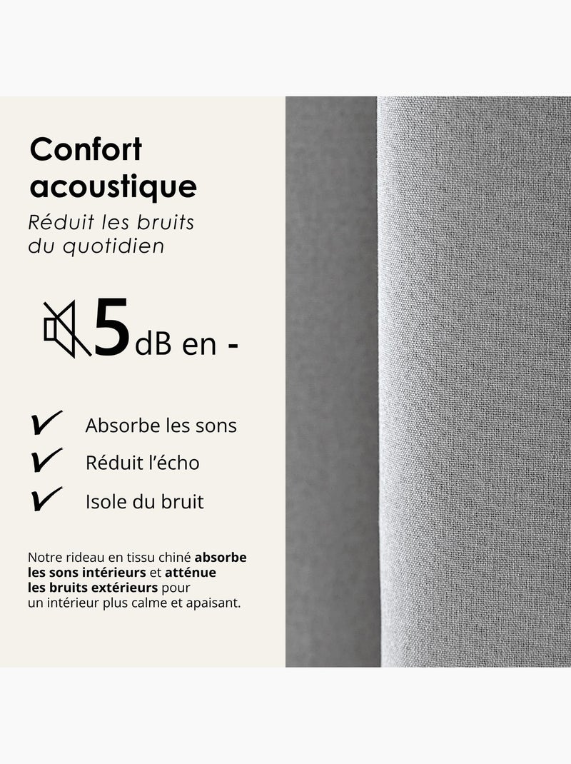 Rideau 100% occultant thermique phonique chin? Gris clair - Kiabi