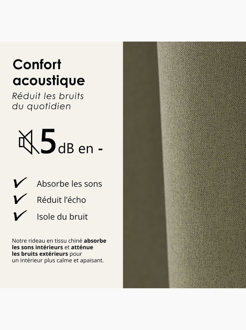 Rideau 100% occultant thermique phonique chin? Kaki - Kiabi