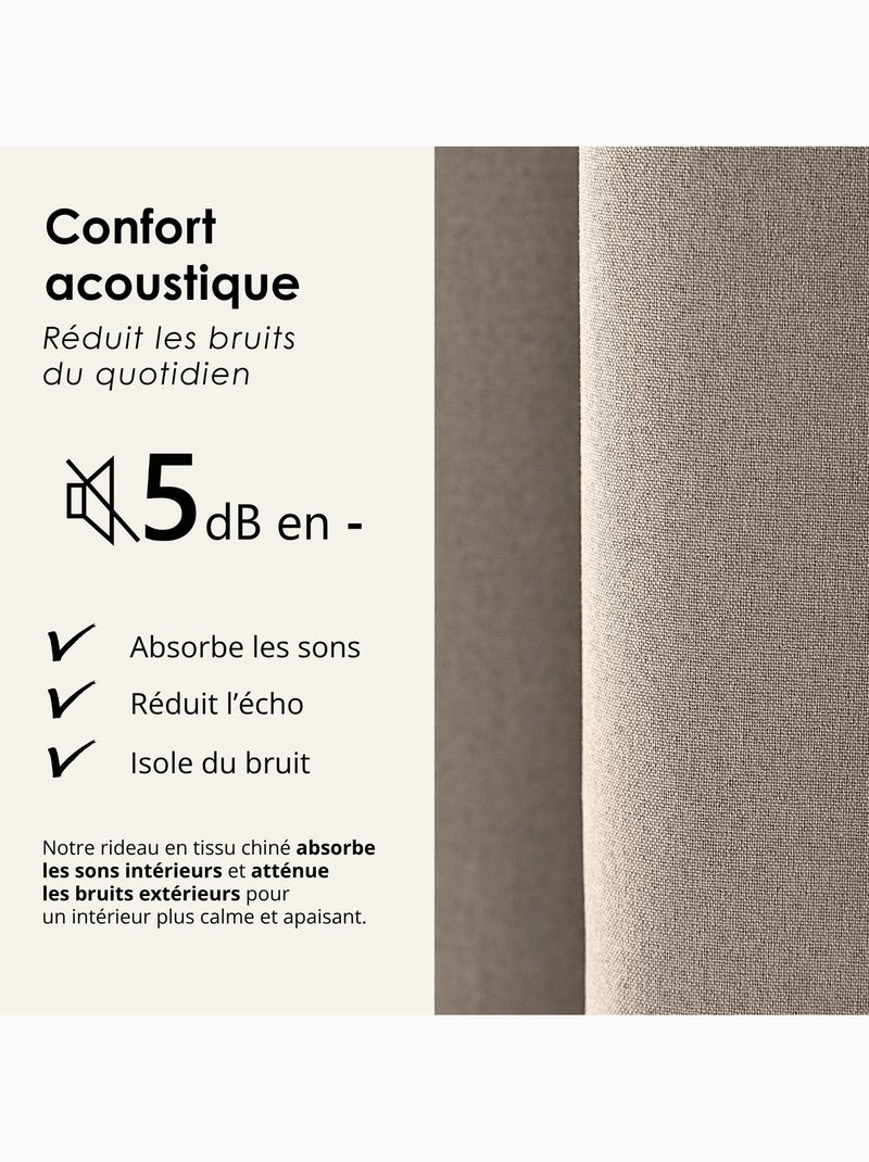 Rideau 100% occultant thermique phonique chin? Taupe - Kiabi