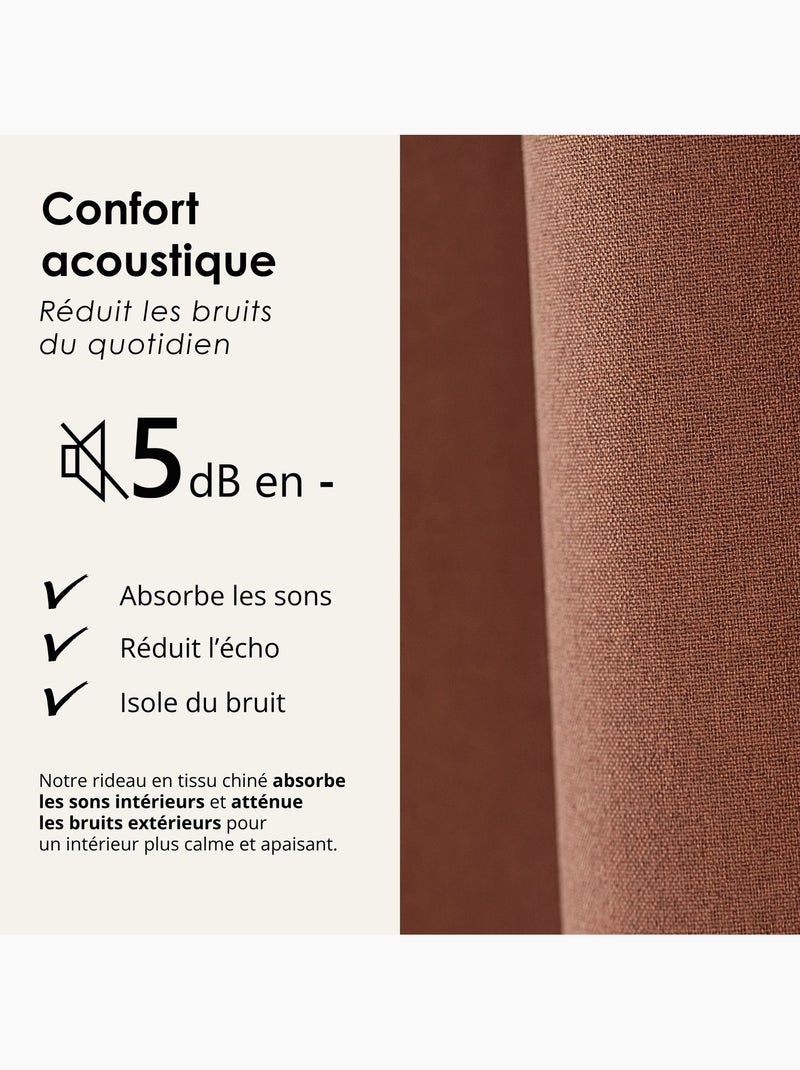 Rideau 100% occultant thermique phonique chin? Terracotta - Kiabi