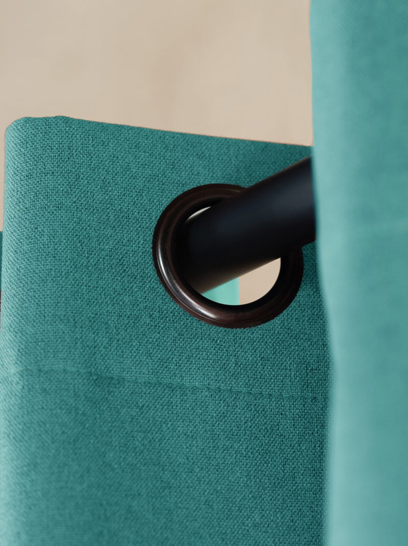 Rideau 100% occultant thermique phonique chiné Bleu turquoise - Kiabi