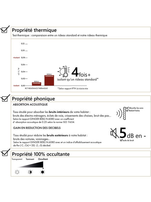 Rideau 100% occultant thermique phonique chiné - Kiabi