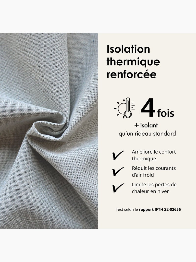 Rideau 100% occultant thermique phonique chiné midnight Ivoire - Kiabi