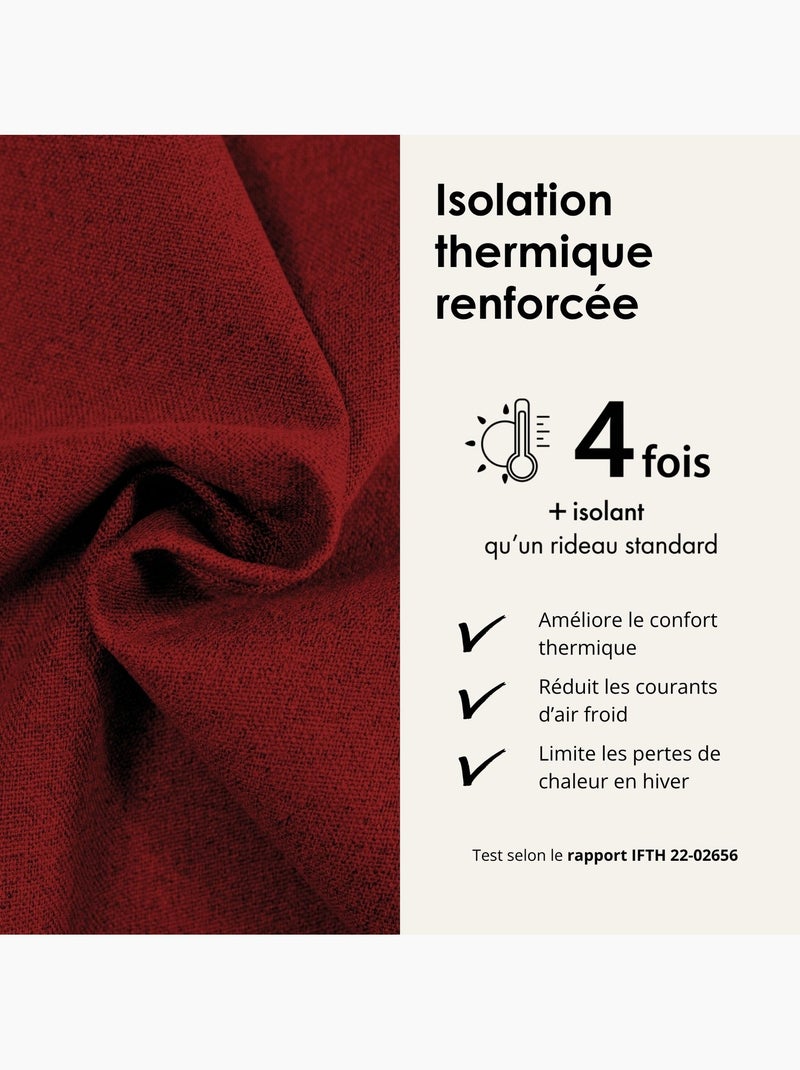 Rideau 100% occultant thermique phonique chiné midnight Rouge - Kiabi