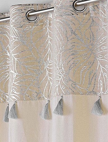 Rideau 140x240 uni top métal pompons Solea argent