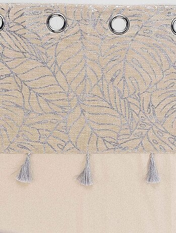 Rideau 140x240 uni top métal pompons Solea argent
