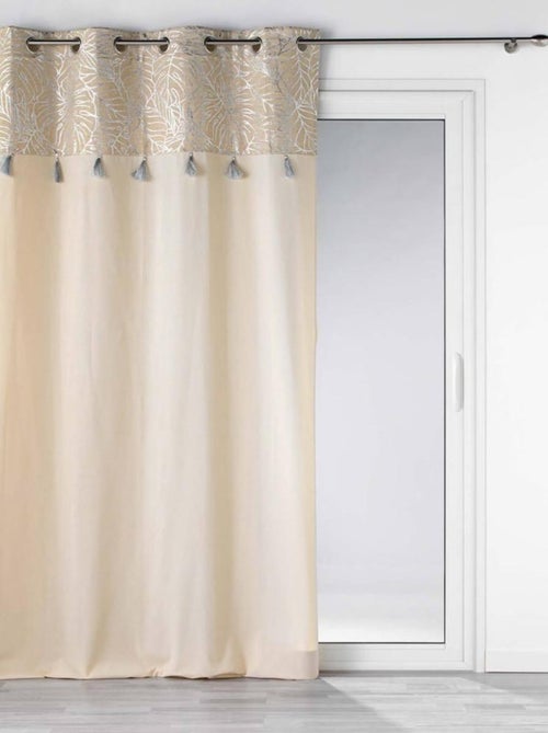 Rideau 140x240 uni top métal pompons Solea argent - Kiabi
