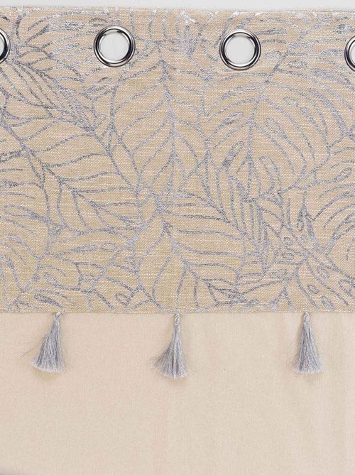Rideau 140x240 uni top métal pompons Solea argent - Kiabi