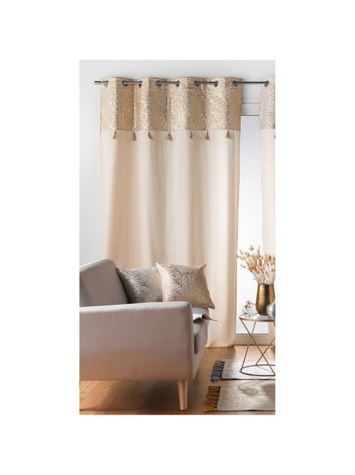 Rideau 140x240cm imprimé metallisé avec pompons - Kiabi