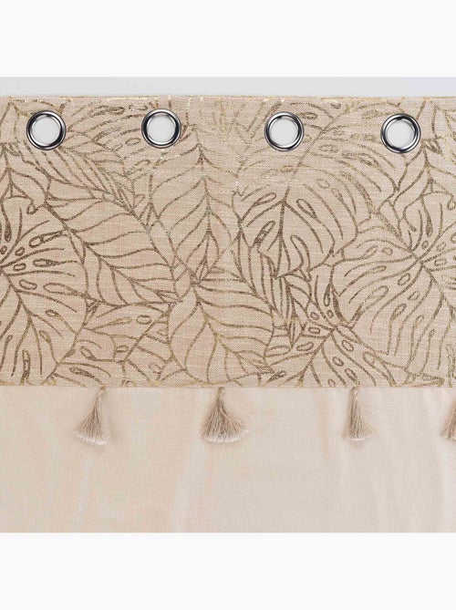 Rideau 140x240cm imprimé metallisé avec pompons - Kiabi