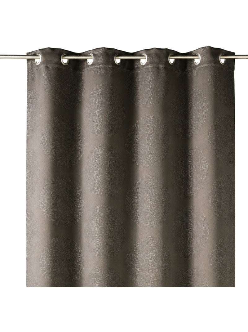 Rideau 80% occultant frappé ronds Marron chocolat - Kiabi