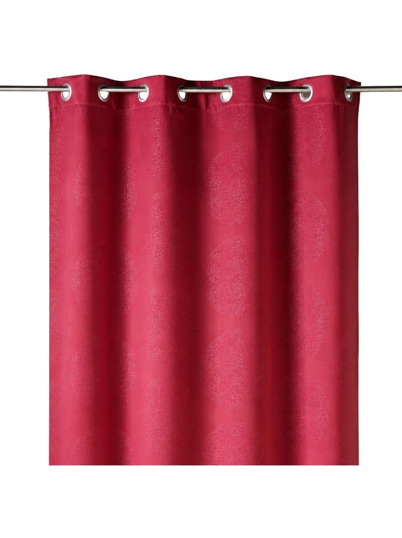 Rideau 80% occultant frappé ronds Rouge - Kiabi